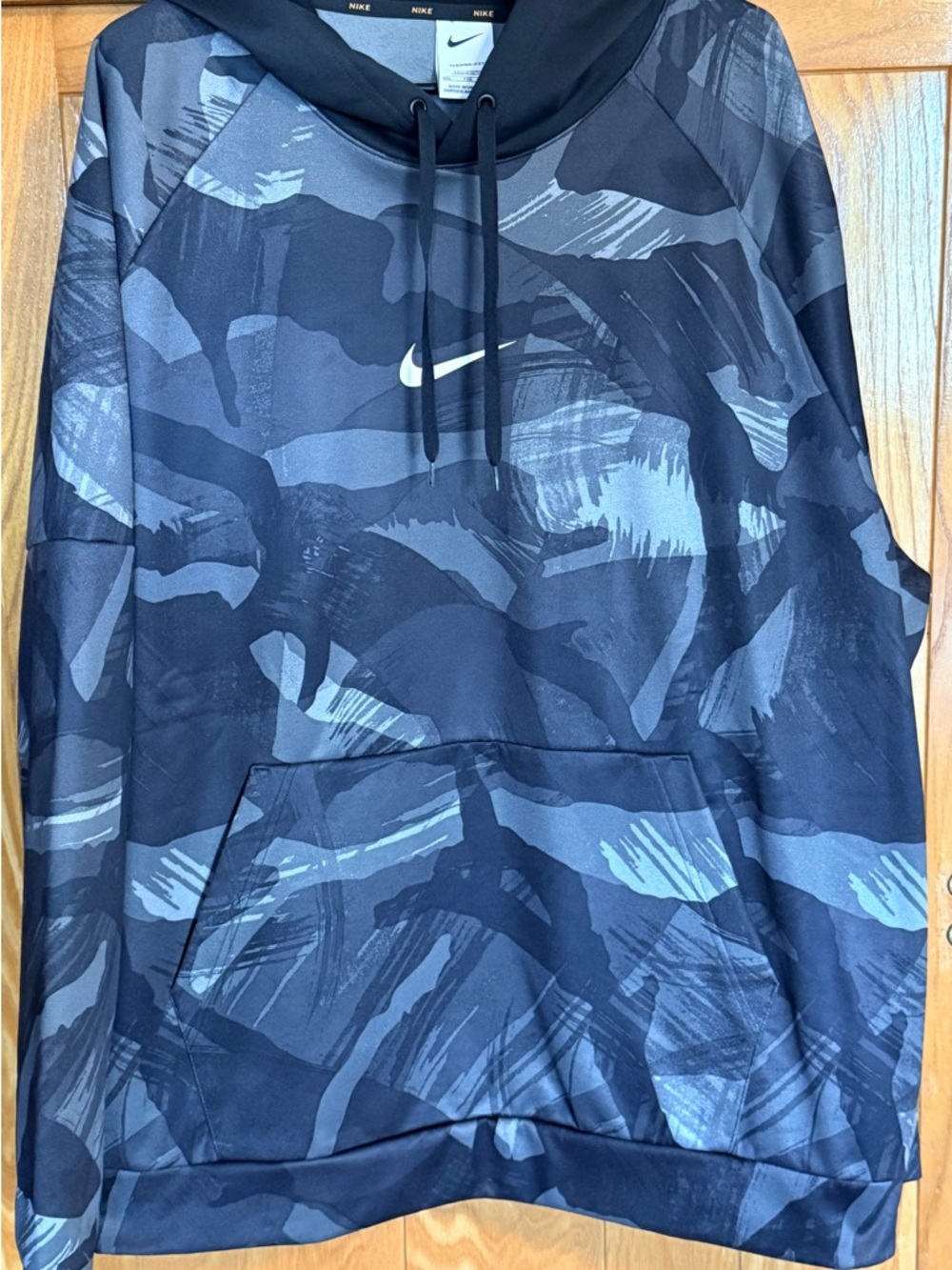 Nike Black Therma-Fit Pullover Hoodie with White Swoosh